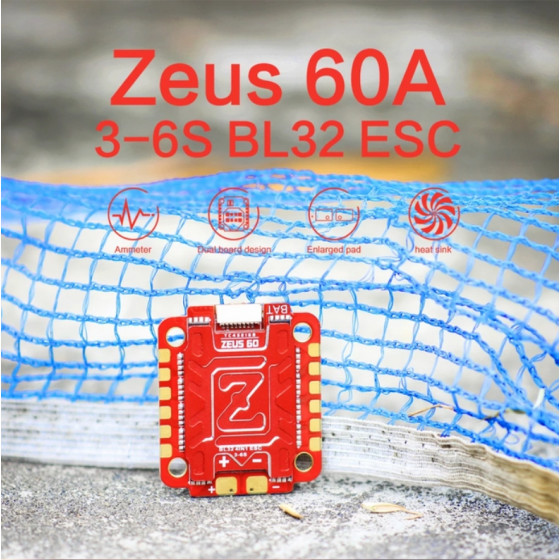 HGLRC Zeus 60A 3-6S 4in1 ESC BLHeli32 30,5 x 30,5 mm