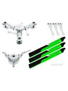 Microheli CNC Dreiblattkopf mit Nylon Carbon Faser Blättern für OMPHobby M2 V1/V2/EXP Grün