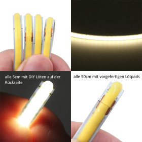 Flexible COB LED Streifen, 5V, 320LEDs, selbstklebend, teilbar, 1m Gelb
