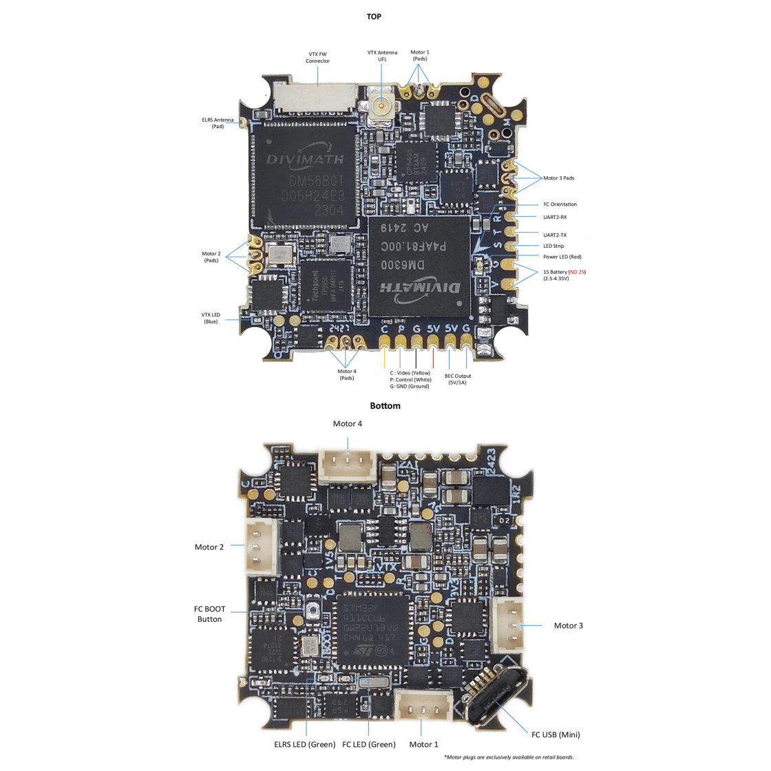 Contrôleur De Vol HDZero AIO5 F4 1S 5A VTX ELRS - Pour Drone FPV