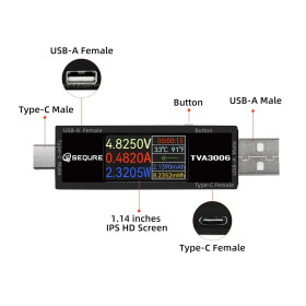 SEQURE TVA3006 USB-Voltmeter und Amperemeter