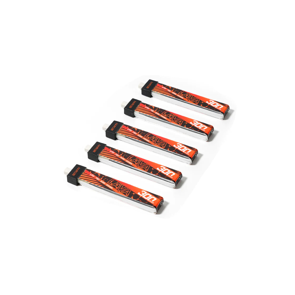 BETAFPV Pack of 5 Lava 1S 300mAh Lipo Battery 3.8V 75C LiHV Battery with BT2 .0 Connector, Compatible for 1S FPV Tiny Whoop Drones Quadcopters such as Cetus, Meteor65, Meteor65 Pro 1S Brushless BETAFPV Pack of 5 Lava 1S 300mAh Lipo Battery 3.8V 75C LiHV Battery with BT2 .0 Connector, Compatible for 1S FPV Tiny Whoop Drones Quadcopters such as Cetus, Meteor65, Meteor65 Pro 1S Brushless