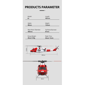GOOSKY E2 UH-IY Rescue GPS BNF Helicopter mit Koffer BAF050004-A