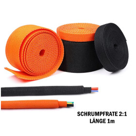 Gewebe-Schrumpfschlauch, Schrumpfrate 2:1, 1m lang