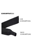 Gewebe-Schrumpfschlauch, Schrumpfrate 2:1, 1m lang Schwarz 12mm