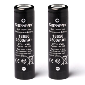 2er Set 18650 3,7V 3450mAh 10A KEEPPOWER Li-Ion Akku...