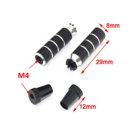 Alu CNC M4 Stick Ends extra LONG schwarz, Set