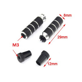 Alu CNC M3 Stick Ends extra LONG schwarz, Set