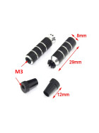 Alu CNC M3 Stick Ends extra LONG schwarz, Set