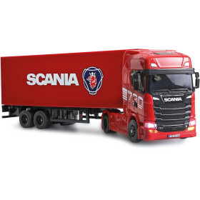 AMEWI 22783 Mini-Scania 730 S mit Kofferauflieger proportional 4WD 1:64 RTR rot
