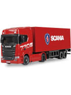 AMEWI 22783 Mini-Scania 730 S mit Kofferauflieger proportional 4WD 1:64 RTR rot