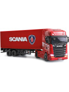 AMEWI 22783 Mini-Scania 730 S mit Kofferauflieger proportional 4WD 1:64 RTR rot