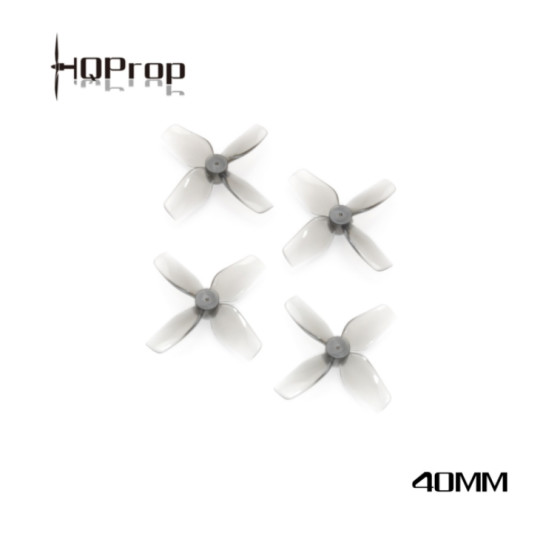 HQProp 40mm Micro 4-Blatt Propeller, 1mm Welle, crystal grey