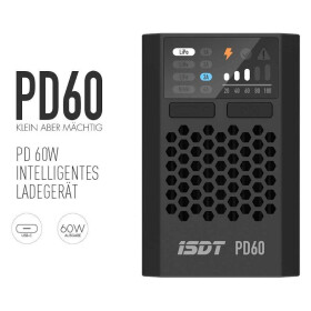 ISDT Smart Charger PD60 60W, 6A, 4S Lipo, USB-C Eingang