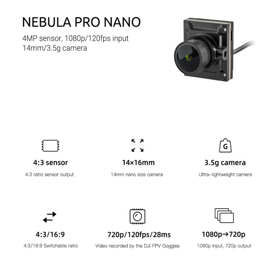 CADDX Nebula PRO NANO HD Digital FPV Kamera mit Kabel